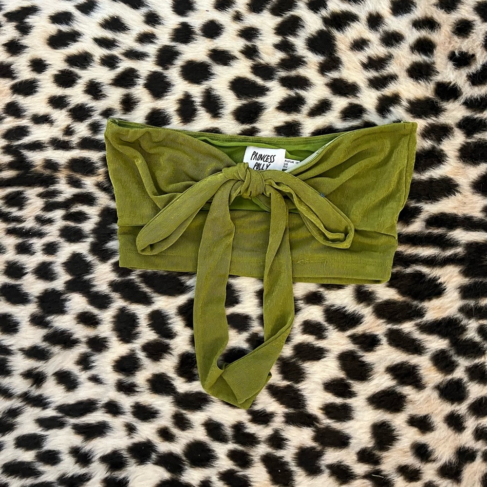 Green crop top bandeau/halter